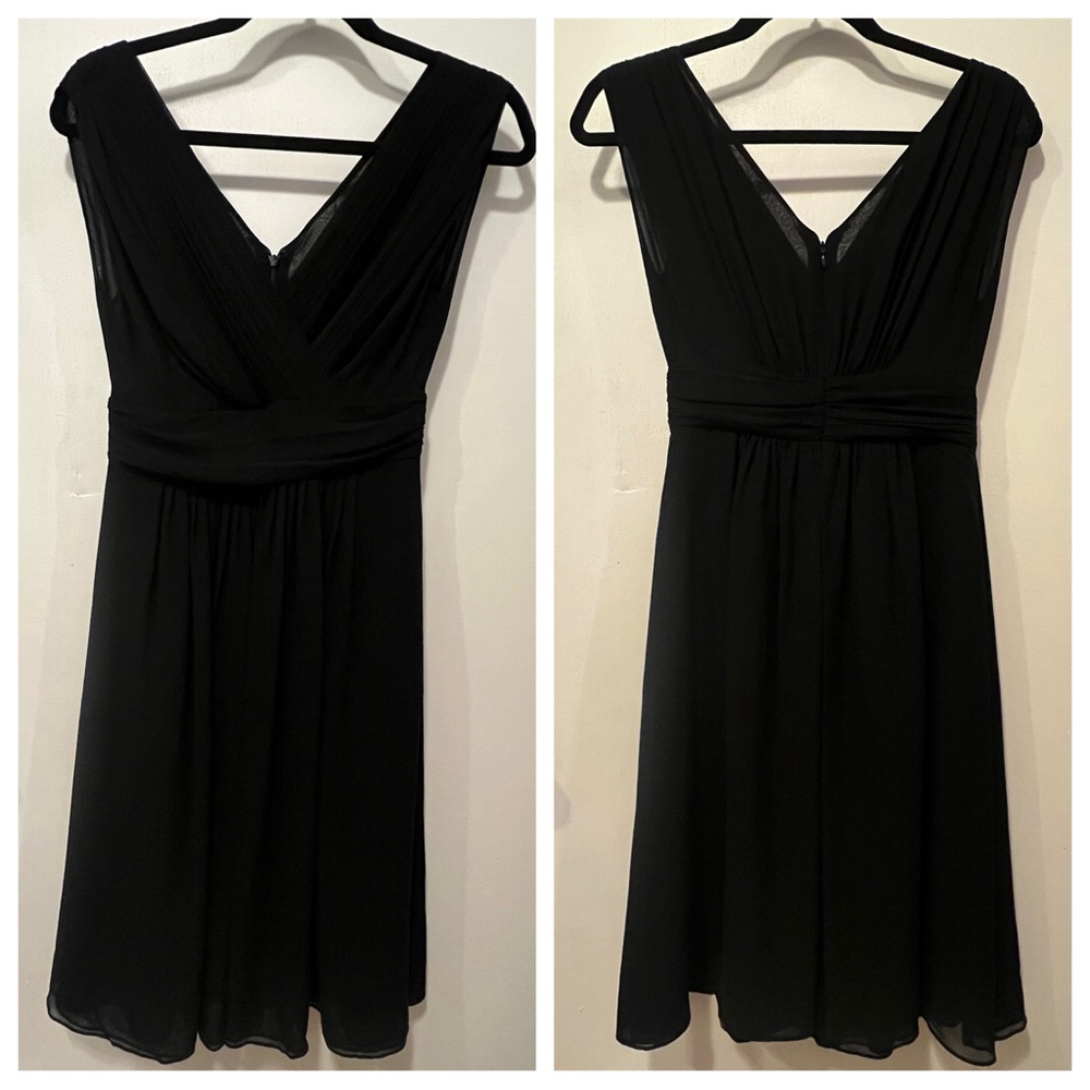 GIADA Made In Italy 100% Silk Chiffon V-Neck A-Line Dress Black Size IT38 US2